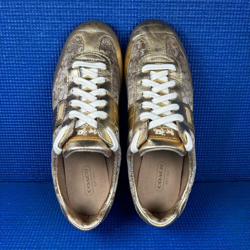 🔴 COACH JOSS SIGNATURE Women`s Size 6M Metallic Gold Fashion Shoes A1265 - Picture 6 of 8
